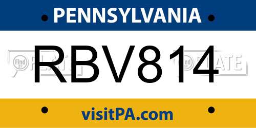 RBV814 Pennsylvania License Plate