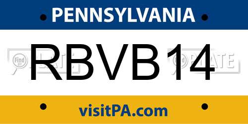 RBVB14 Pennsylvania License Plate