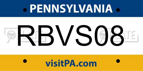 RBVS08 Pennsylvania License Plate