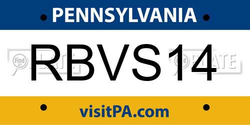 RBVS14 Pennsylvania License Plate