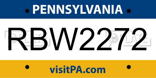 RBW2272 Pennsylvania License Plate
