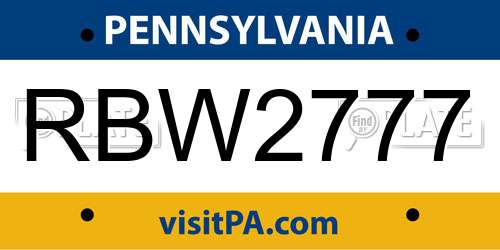 RBW2777 Pennsylvania License Plate