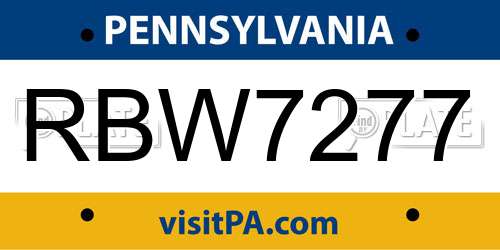 RBW7277 Pennsylvania License Plate