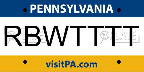 RBWTTTT Pennsylvania License Plate