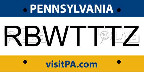 RBWTTTZ Pennsylvania License Plate