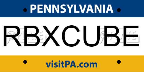 RBXCUBE Pennsylvania License Plate