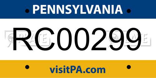 RC00299 Pennsylvania License Plate