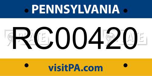RC00420 Pennsylvania License Plate