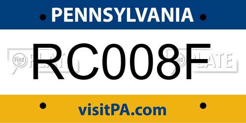 RC008F Pennsylvania License Plate