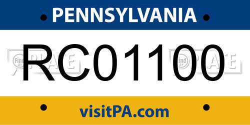 RC01100 Pennsylvania License Plate