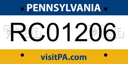 RC01206 Pennsylvania License Plate