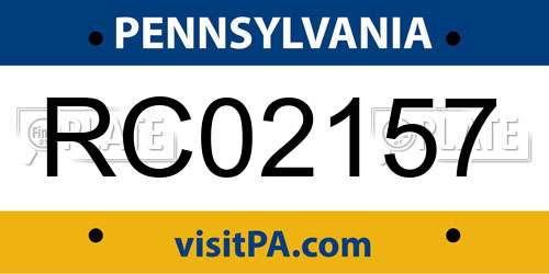 RC02157 Pennsylvania License Plate