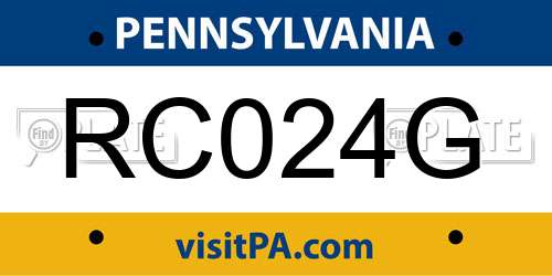 RC024G Pennsylvania License Plate