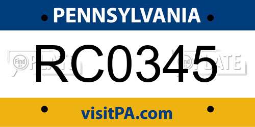 RC0345 Pennsylvania License Plate