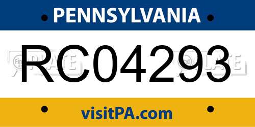 RC04293 Pennsylvania License Plate