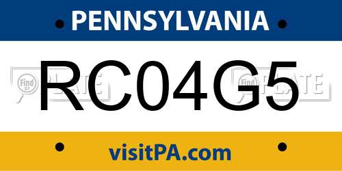 RC04G5 Pennsylvania License Plate