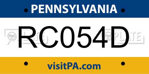 RC054D Pennsylvania License Plate