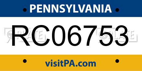RC06753 Pennsylvania License Plate
