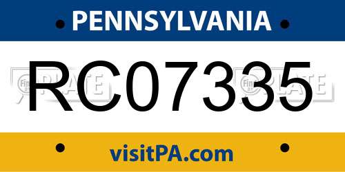 RC07335 Pennsylvania License Plate