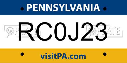 RC0J23 Pennsylvania License Plate