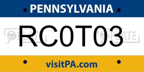 RC0T03 Pennsylvania License Plate