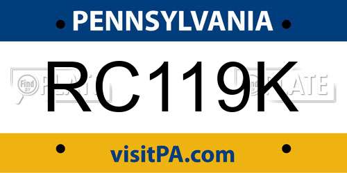 RC119K Pennsylvania License Plate