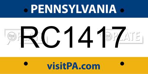 RC1417 Pennsylvania License Plate