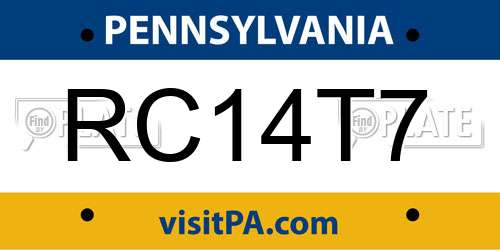 RC14T7 Pennsylvania License Plate