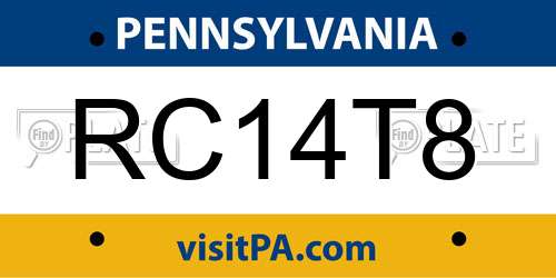 RC14T8 Pennsylvania License Plate