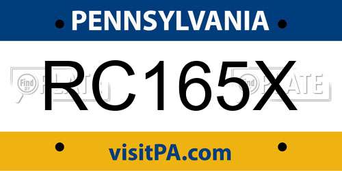 RC165X Pennsylvania License Plate
