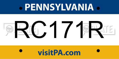 RC171R Pennsylvania License Plate