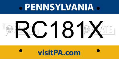 RC181X Pennsylvania License Plate