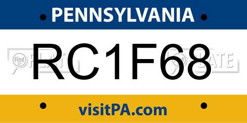 RC1F68 Pennsylvania License Plate