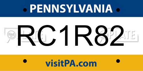 RC1R82 Pennsylvania License Plate