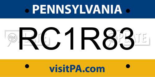 RC1R83 Pennsylvania License Plate
