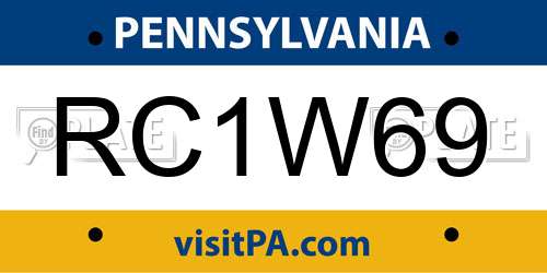 RC1W69 Pennsylvania License Plate