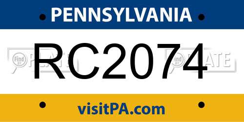 RC2074 Pennsylvania License Plate