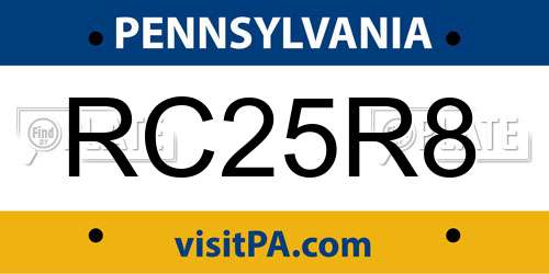 RC25R8 Pennsylvania License Plate