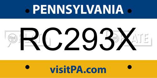 RC293X Pennsylvania License Plate