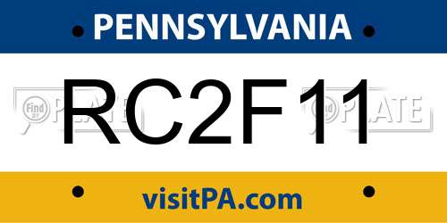 RC2F11 Pennsylvania License Plate