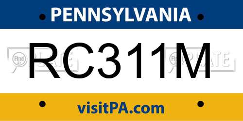 RC311M Pennsylvania License Plate