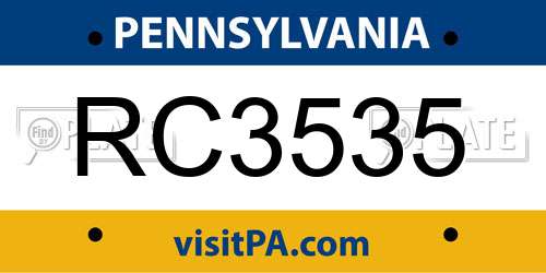 RC3535 Pennsylvania License Plate