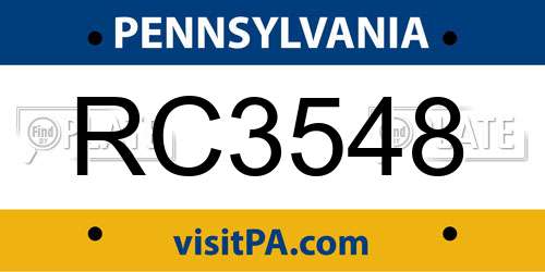 RC3548 Pennsylvania License Plate