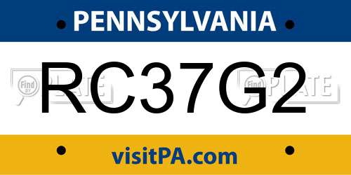 RC37G2 Pennsylvania License Plate