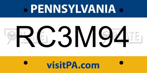 RC3M94 Pennsylvania License Plate
