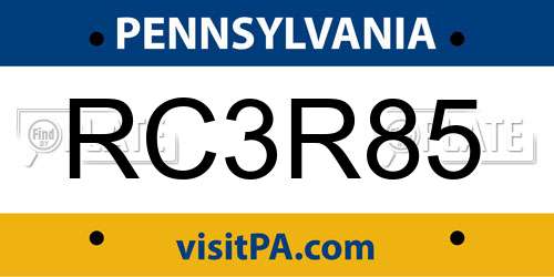 RC3R85 Pennsylvania License Plate
