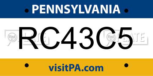 RC43C5 Pennsylvania License Plate