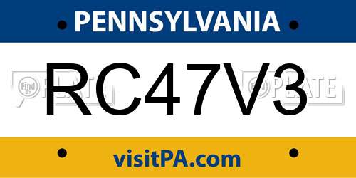 RC47V3 Pennsylvania License Plate