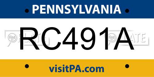 RC491A Pennsylvania License Plate