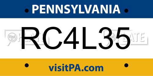 RC4L35 Pennsylvania License Plate